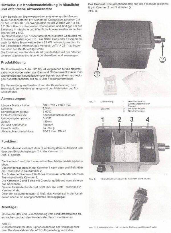 ATEC Kondensatbox Brennwert Kondensat-Neutralisation