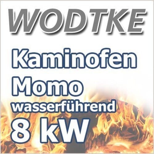 Wodtke Momo Water+ wassergeführter Holz – Kaminofen 8 KW Glas Dekorplatte 099 102