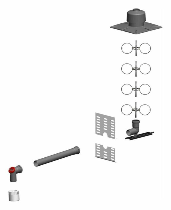 ATEC Abgas Schacht-Set DN60 inkl. Verbindungsleitung Schornstein Kamin Abgas Rohr