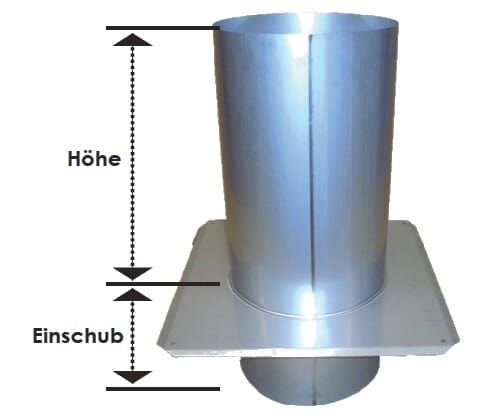 Schornsteinkopf Verlängerung einwandig Kaminerhöhung Höhe 500 mm Einschub 200 mm