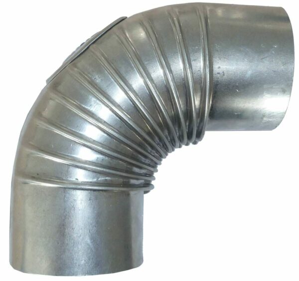Abgasrohr aus Aluminum 90°-Bogen mit Prüföffnung 130 mm