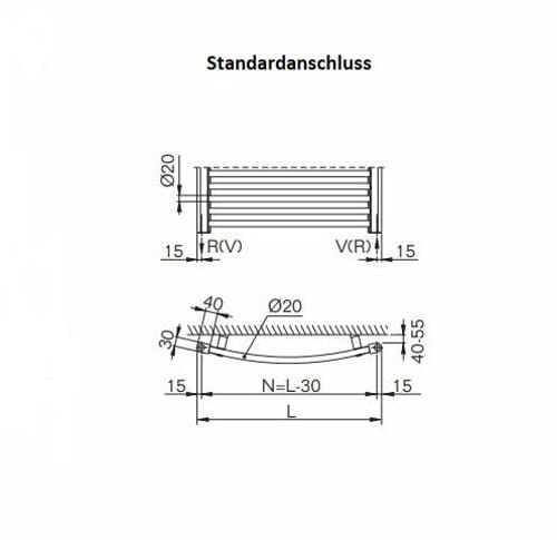 Buderus Badheizkörper Therm Curve gebogen weiß Mittelanschluss oder Standard seitlich