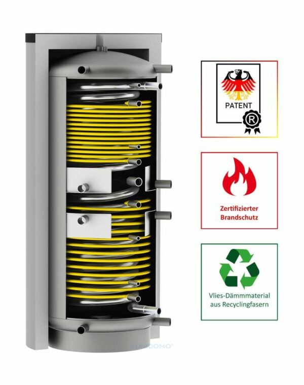 Solarbayer HSK-SLS 1250 Liter 2 Wärmetauscher ISO B1 Hygiene-Schichtladespeicher