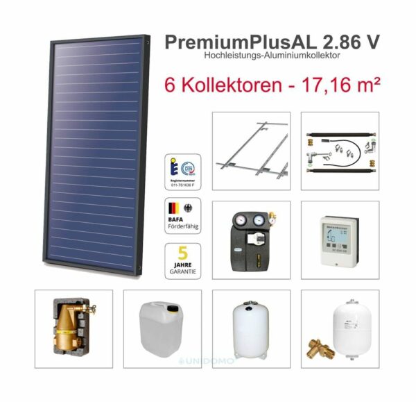 Solarbayer Solaranlage Plus AL Kollektorpaket 6 Ziegel Fläche 17,16 m²