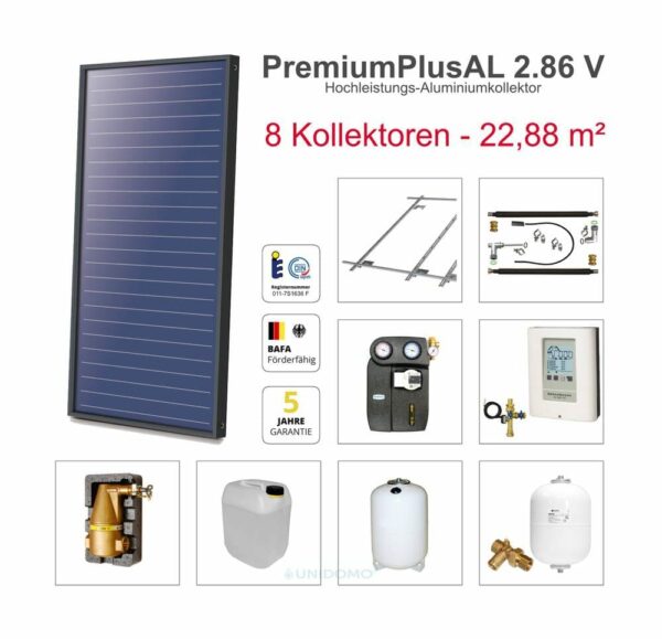 Solarbayer 22,88 m² Solaranlage Plus Kollektorpaket Nr. 8 Ziegel