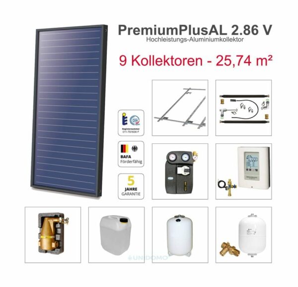 Solarbayer Solaranlage Plus AL Kollektorpaket 9 Ziegel Fläche 25,74 m²